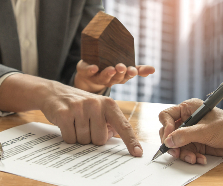 Real estate trading concepts,Home brokers and buyers signing a sale contract.